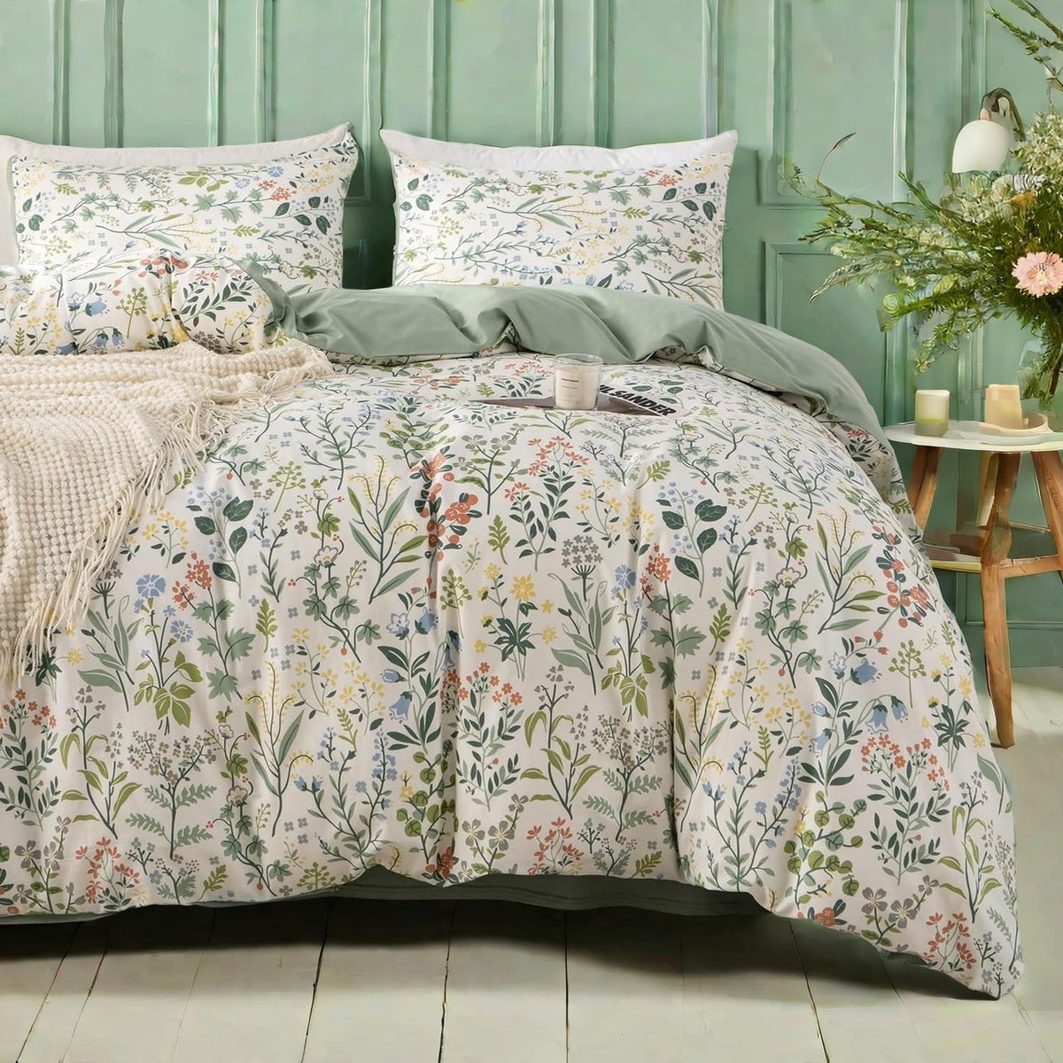 mixinni Purple Gingham Comforter Set King, Plaid Comforter Set 3 Pieces 1 Purple Grid Comfoter with 2 Pillow Cases for All Seasons, Soft Fluffy Modern Grid Pattern Printed Bedding-King Size