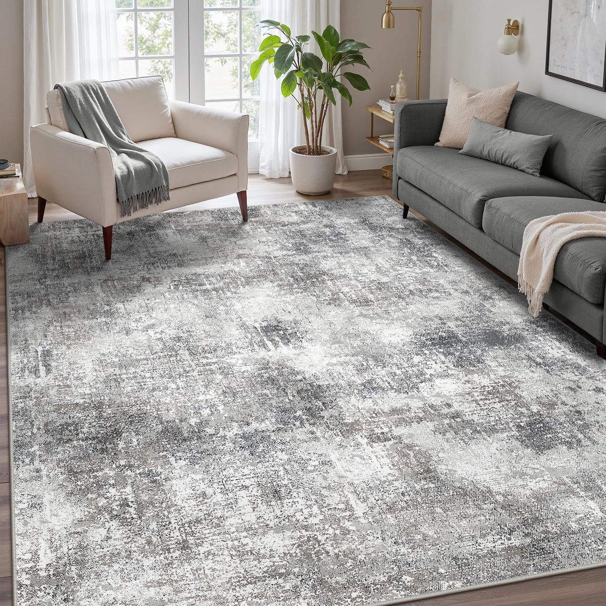 GENIMO Washable Rugs 8x10 Area Rugs for Living Room Bedroom, Modern Abstract Rug Ultra Soft Indoor Area Rugs 8x10 for Dining Room, Low Pile Carpet with Non Slip Backing, Abstract Blue Green