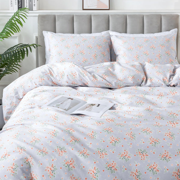 HoneiLife Queen Quilt Bedding Set - Microfiber Quilt Sets for Queen Bed, 3-Piece Lightweight Bedspreads,Reversible Coverlets Rustic Bedlinen Sets, Floral Bedding Set All Season Quilts-Navy