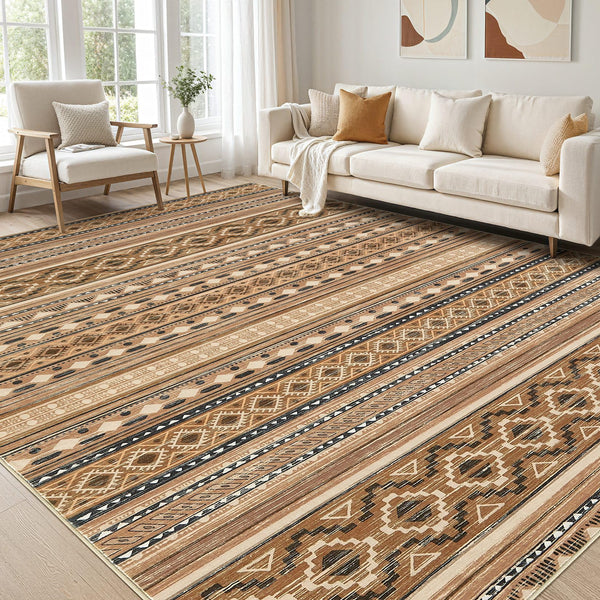 Brown washable area rug, 10 x 12