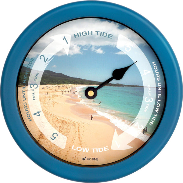 JUSTIME 8.5 Inch Atlantic Tide Clock for East Coast, High Tide Low Tide Clock with Plastic Water Resistant Case, Colorful Graphics Designed Home Wall Décor (TT422SB Tower Sky Blue)…