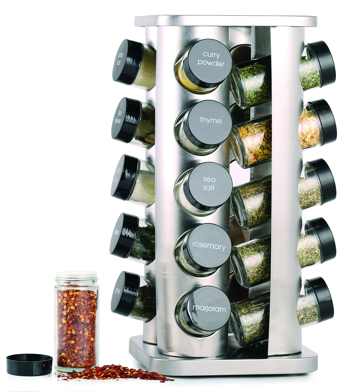 Orii Rotating Spice Rack, 8.5 x 8.5 x 14, Light natural wood
